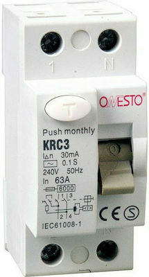 Ρελέ διαρροής τύπου AC διπολικό 2P 40A 30mA 6kA ONESTO KRC3 26896 