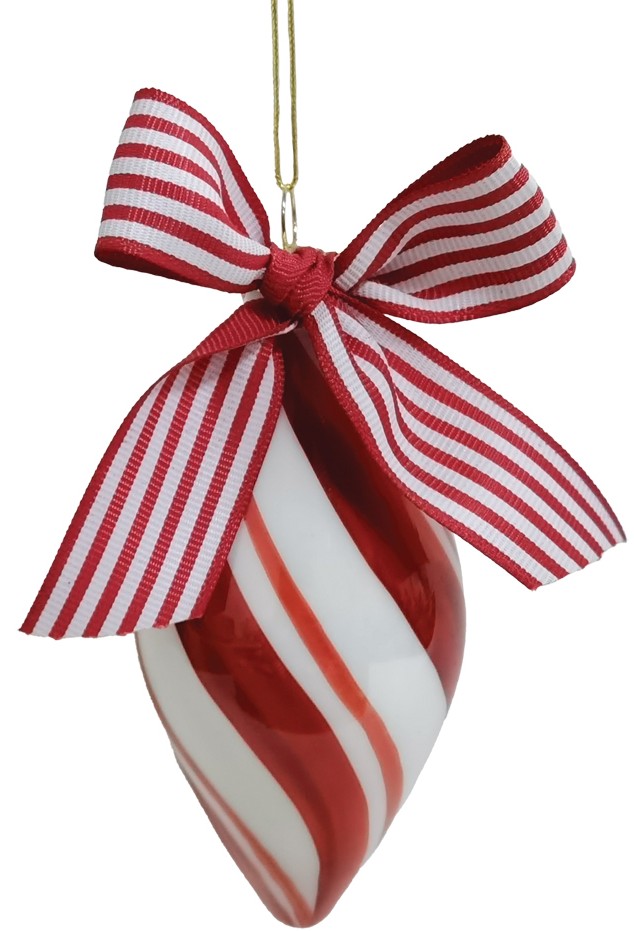 LIANOS Κόκκινη Γυάλινη Χριστουγεννιάτικη Μπάλα 7x16cm ,Σέτ/4 Τεμαχίων 26202