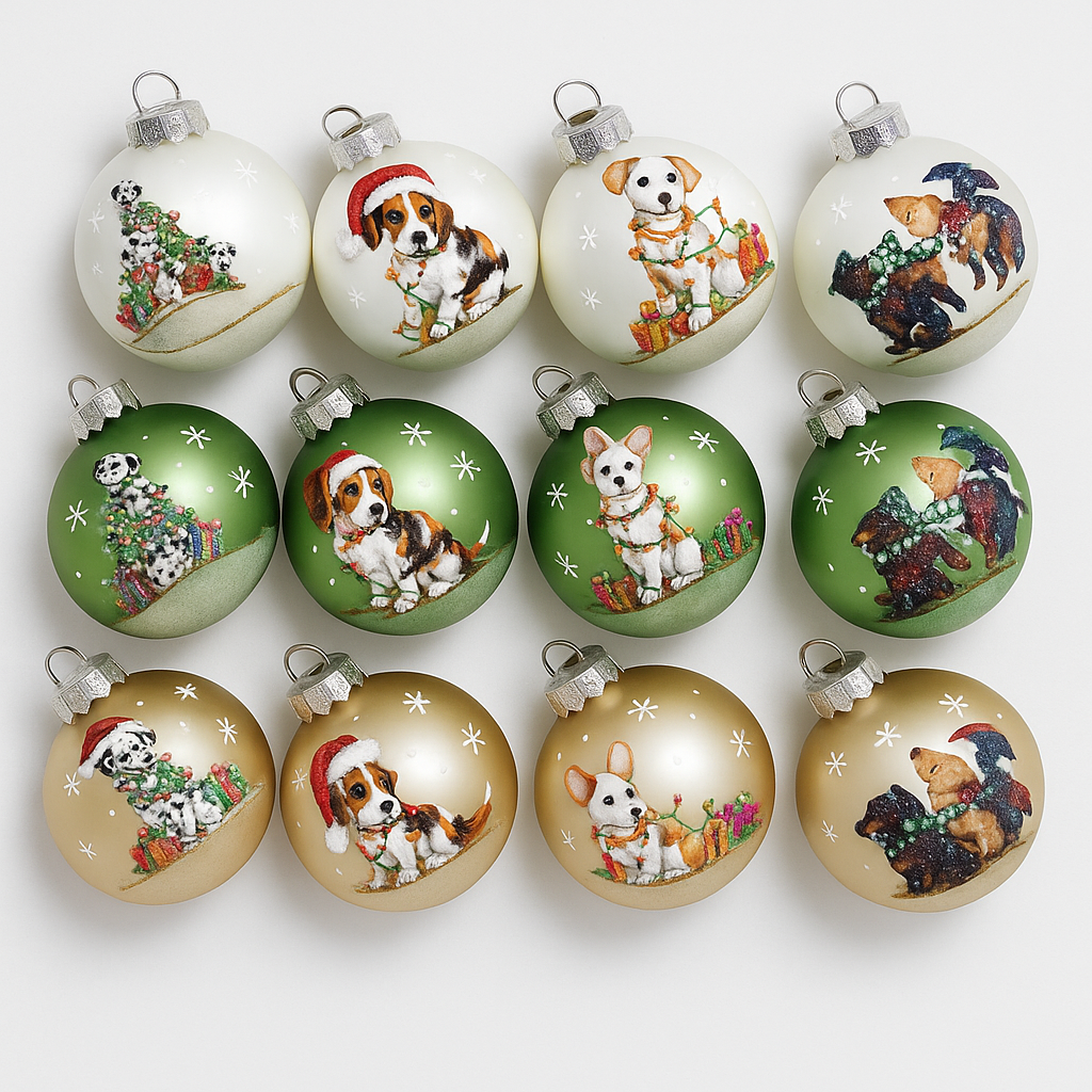 LIANOS Γυάλινες Χριστουγεννιάτικες Μπάλες Σέτ 12τεμαχίων , 12 Σχέδια 8cm 26207 